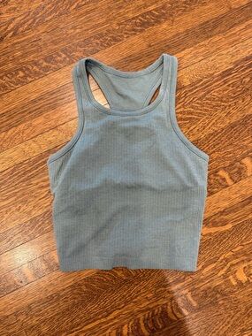 women’s lululemon ebb to street cropped racer back tank size 6 (blueish green)